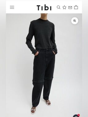 Tibi Black Denim Lars Convertible Zip Jean sz 30R